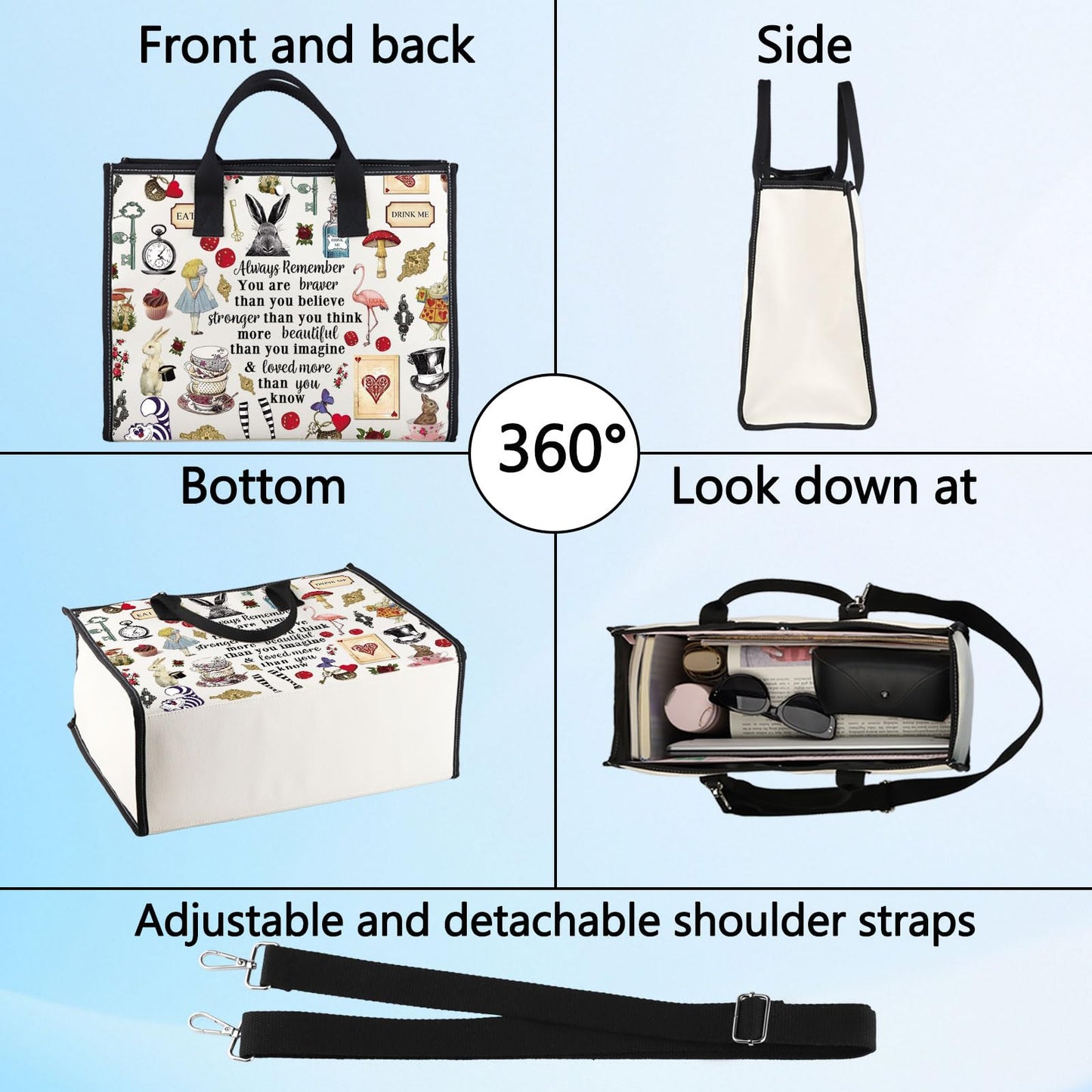 LEVLO Alice Movie Cosmetic Bag Alice Fairy Tale Fans Gift Alice You Are Braver Stronger Smarter Than You Think Merch (Alice LT)