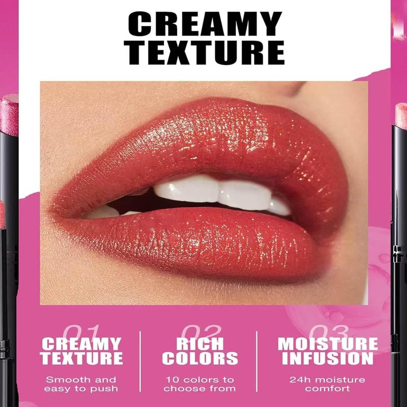 Metiplou Purple Lipstick For Women Matte Nude Glitter Highly Pigmented Moisturizing Lip stick Hypoallergenic Waterproof Long Lasting Lipsticks Quick Makeup Lightweight Portable # 03