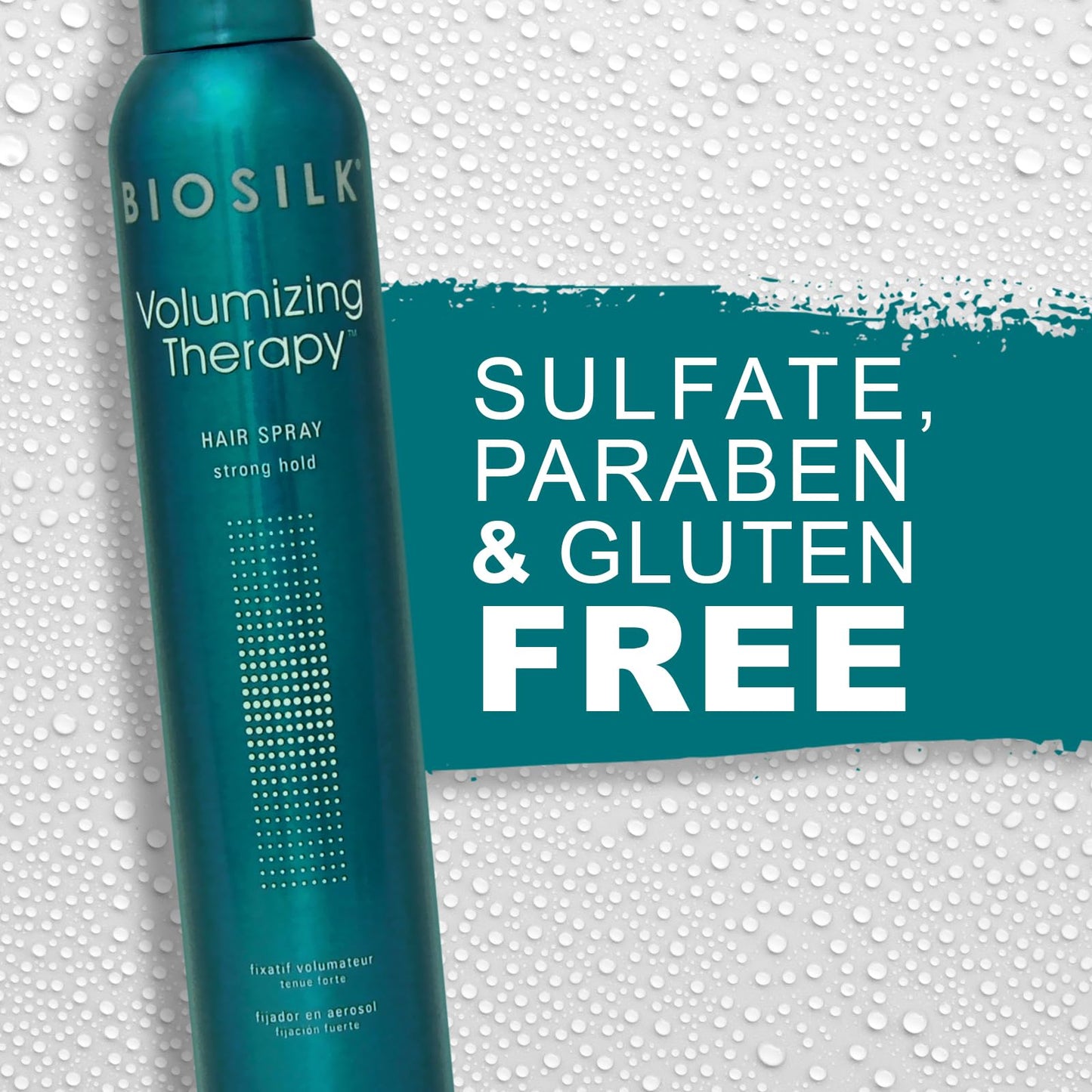 BioSilk Volumizing Therapy Strong Hold Hair Spray, Adds Volume, Strength & Shine, Long-Lasting Style, Silk & Rice Proteins, Sulfate-Free, Paraben-Free, Cruelty-Free, 10 Oz
