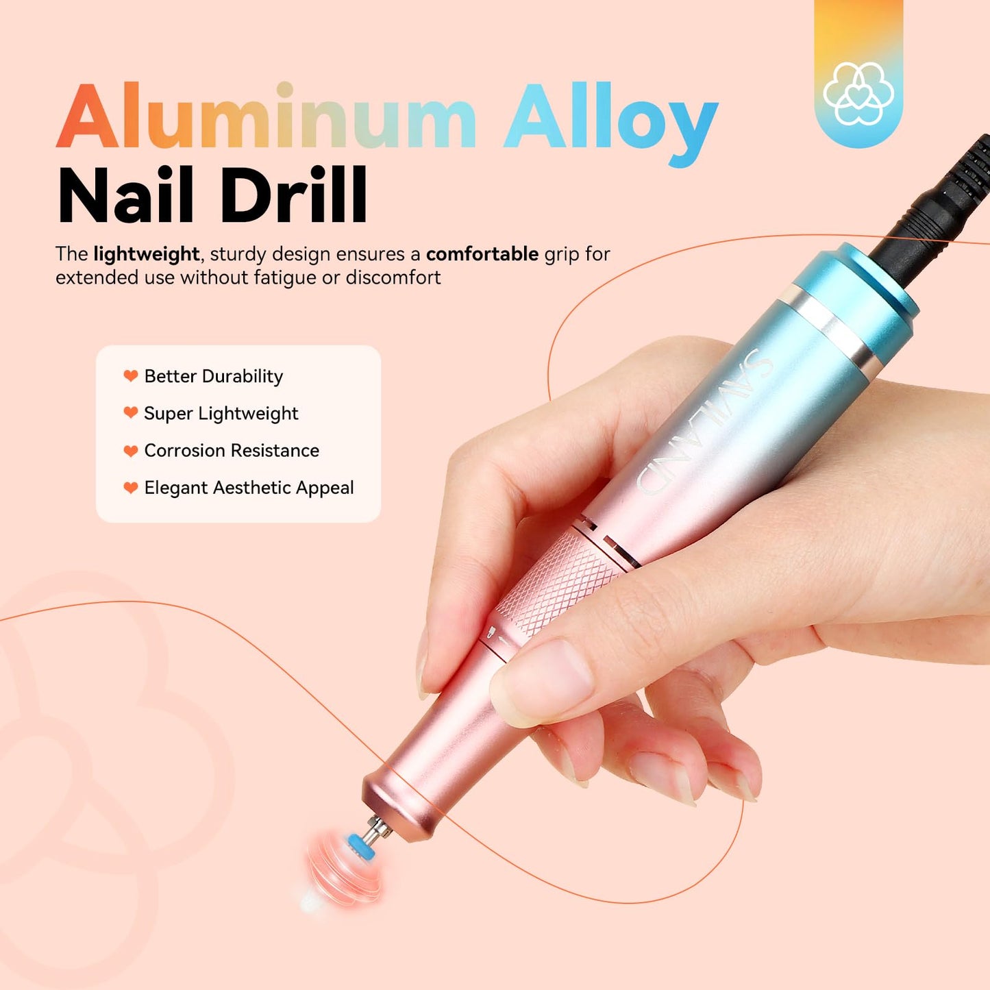 SAVILAND Electric Nail Drill Professional: 40000RPM Upgrad Nail Drill Kit 2026 Beautiful Gradient Sunset Color Scheme Nail D rill Machine Portable Nail File & Buffers Salon Use Manicure Pedicure