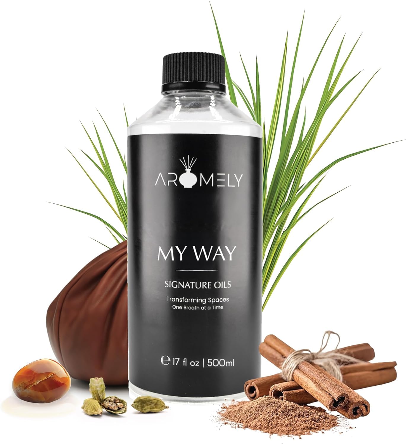 My Way Diffuser Oil Blend | Luxury Home Fragrance Oil for Diffusers | Inspired by 1 Hotel | Signature Scent with Notes of Leather, Cardamom, Lemon, Cedarwood, Iris & Amber | 500ml