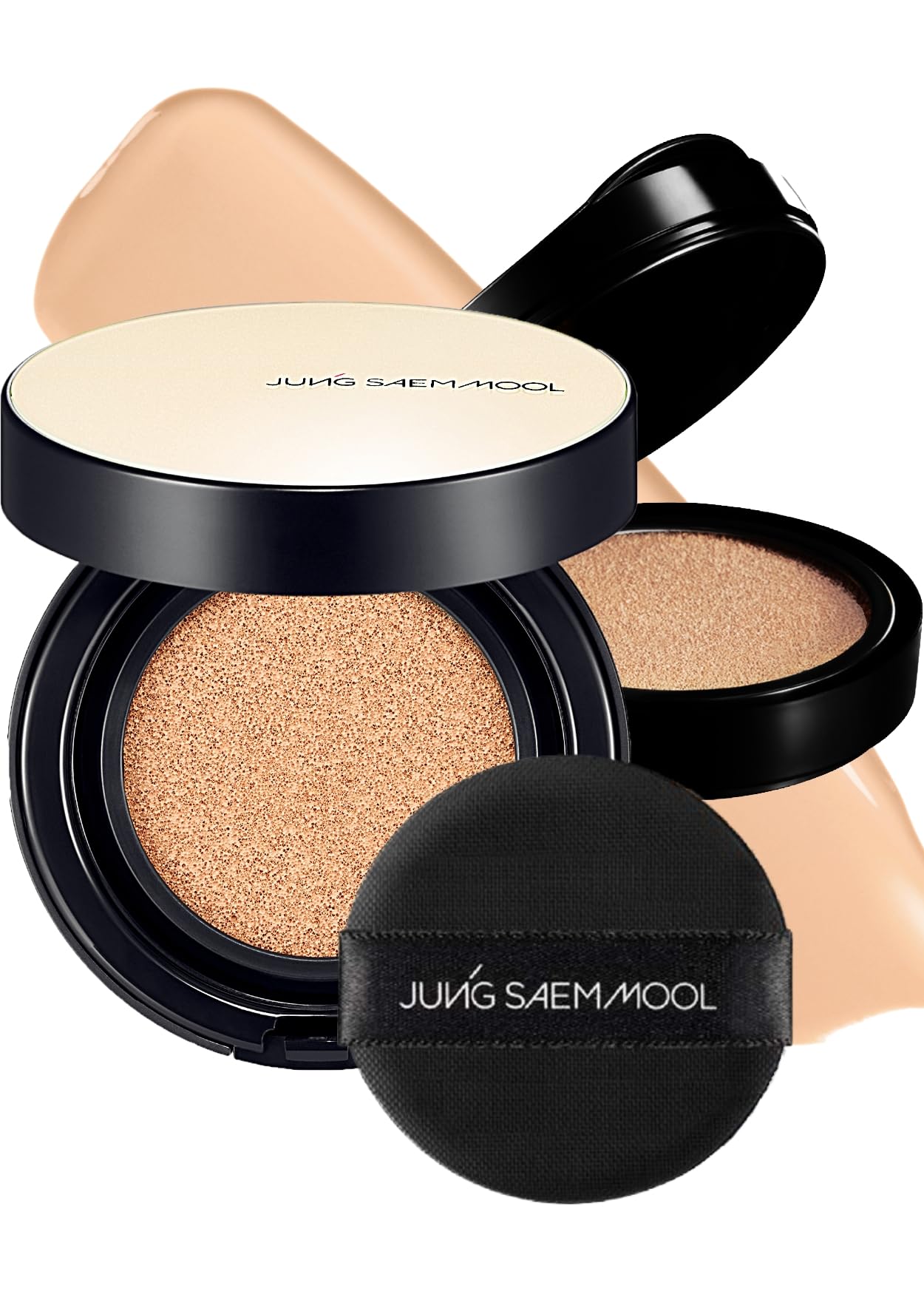 JUNG SAEM MOOL Essential Skin Nuder Longwear Cushion 0.98 Fl Oz, Refill Included, 24H Lasting Cushion Foundation with High Coverage, Semi-Matte Natural Finish, Korean Foundation Makeup (Light)