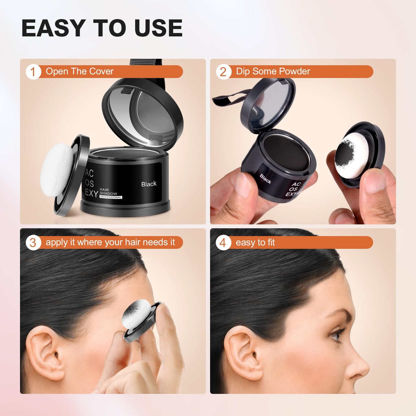 Root Touch Up Hair Powder - Instantly Cover Gray, Thinning Hair and Bald Spots for Men's Beards and Women's Eyebrows, Dark Brown