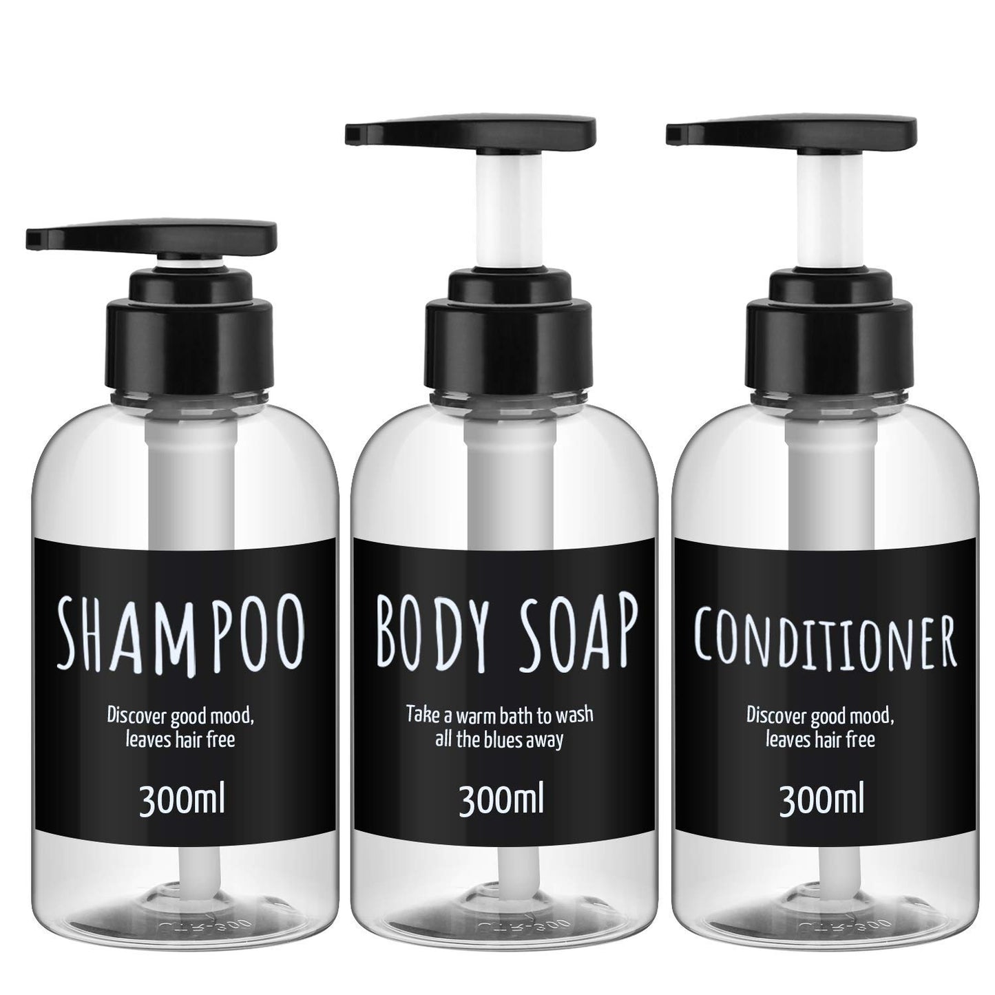 6 Pack Shampoo and Conditioner Bottles, Segbeauty 16.9oz & 10.1oz Refillable Shampoo Bottle for Shower, Shower Bottles Refillable, Large Empty Plastic Bathroom Soap Lotion Shampoo Dispenser Clear