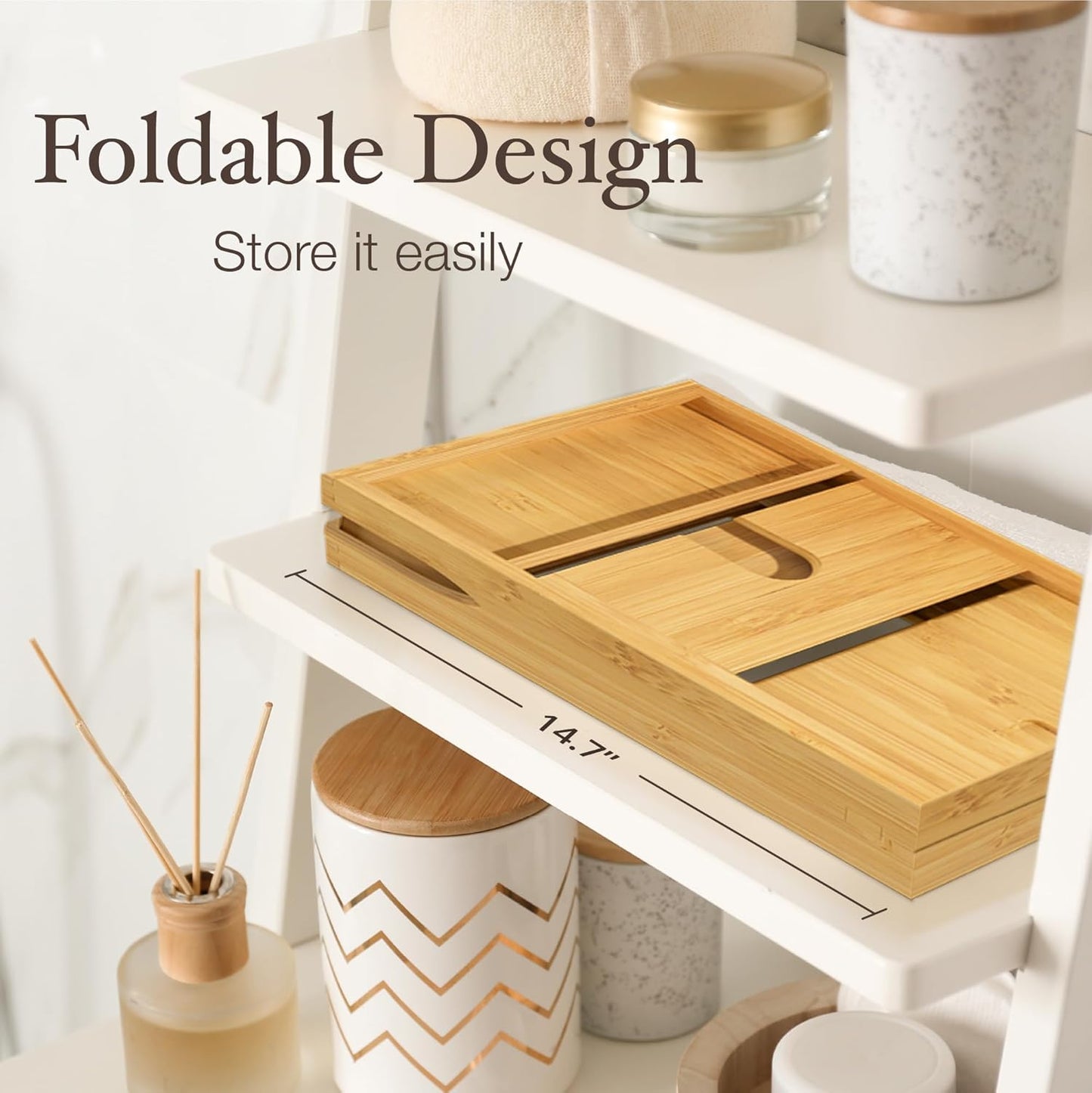 Bathtub Tray - Expandable Bamboo Bath Caddy with Wine Holder & Tablet Stand | Perfect Bathroom Accessory for Relaxation