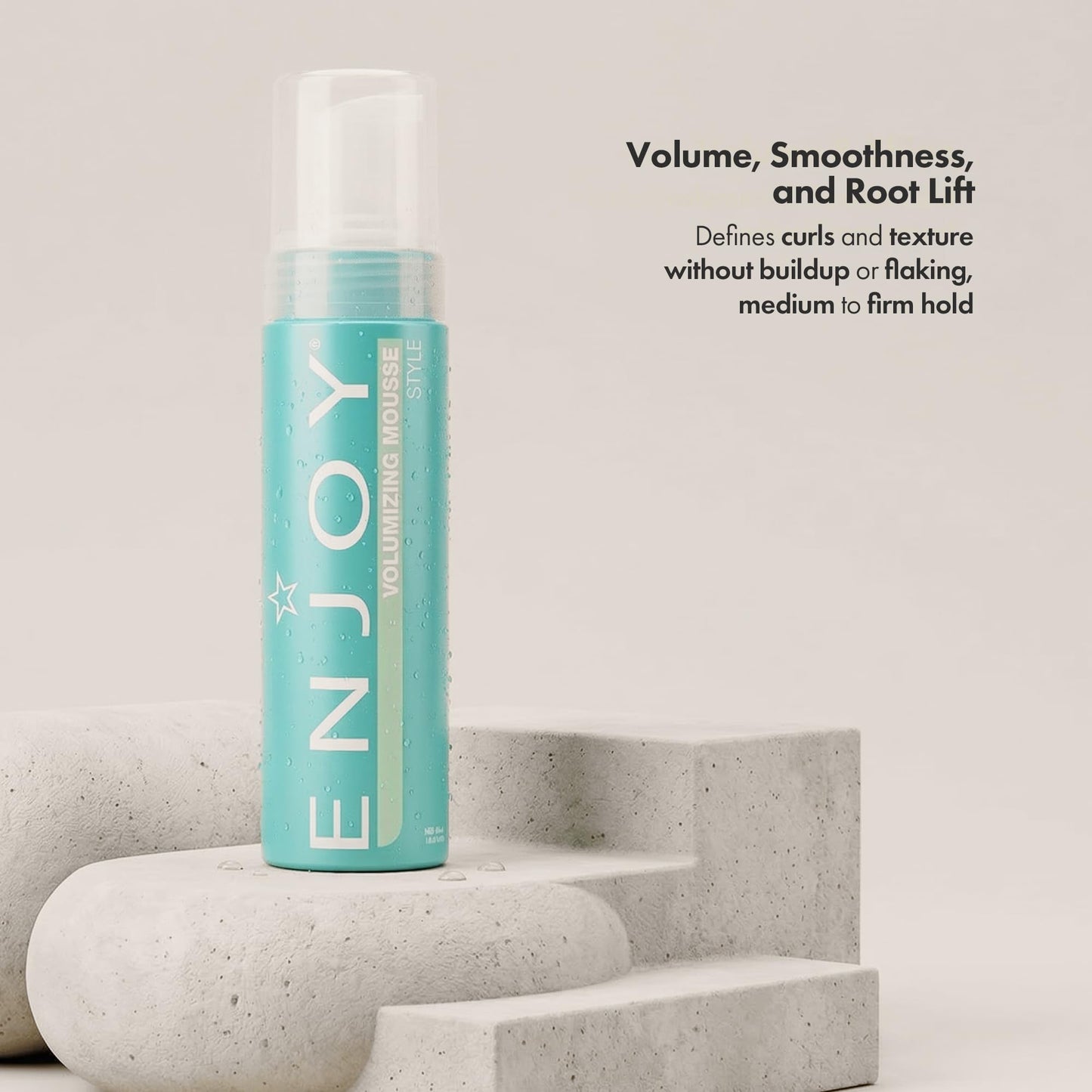 Enjoy Volumizing Mousse, Medium-to-Firm Hold for Root Lift and Curl Definition, Lightweight Styling Foam for Volume, Texture, and Smoothness, 6.8 Oz