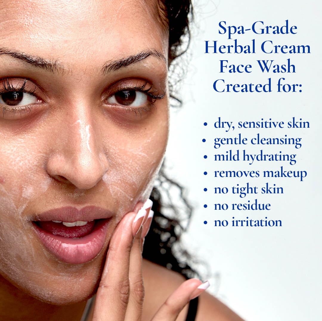 GUNILLA Herbal Face Wash - Very Gentle Daily Cream Cleanser for Dry, Normal, Sensitive Skin. Removes Dirt, Oil & Impurities. Plant-Based. Vegan. Natural. Concentrated 4.0 oz