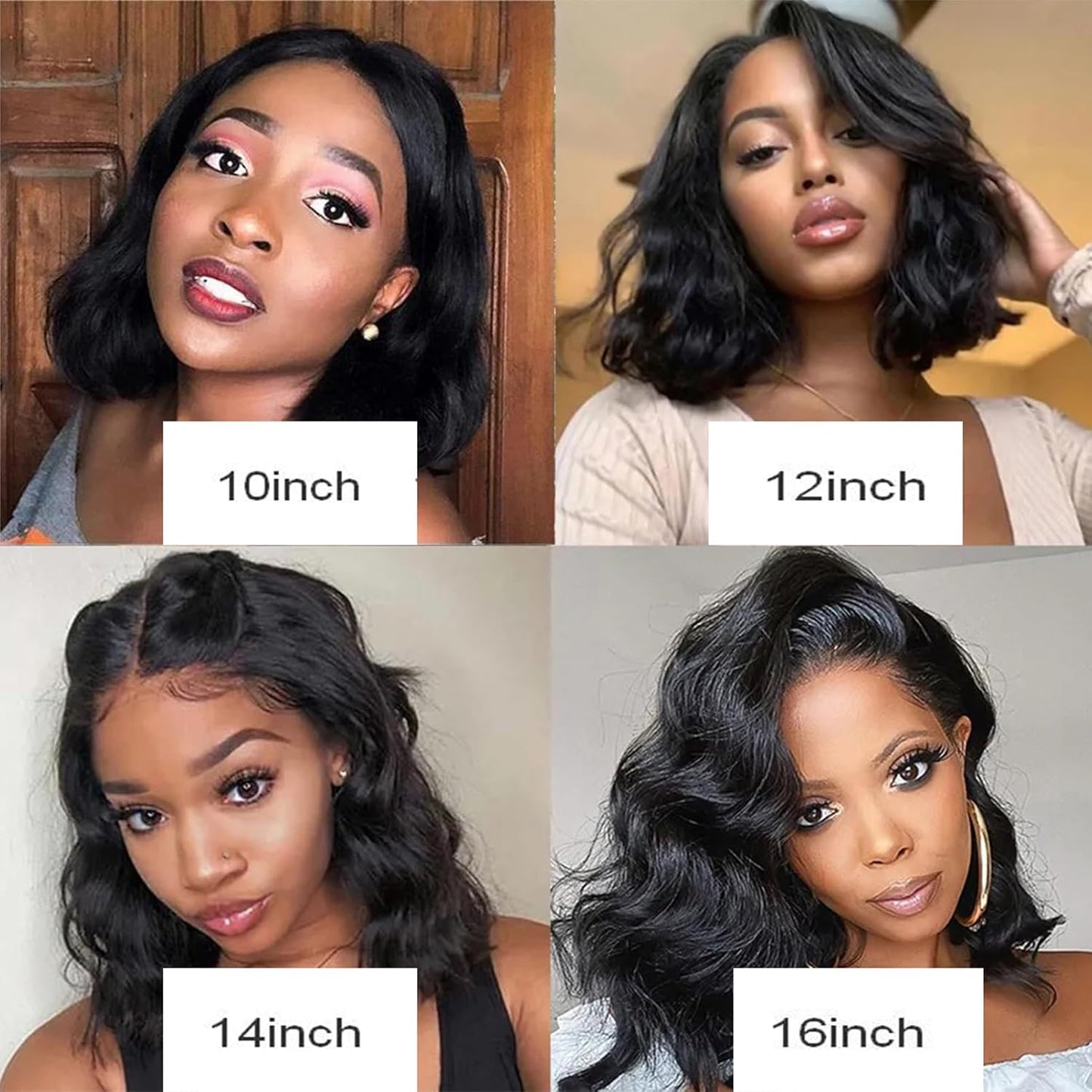 Short Bob Wigs Human Hair - 13x4 Lace Front Pre-Plucked Body Wave Wig for Black Women | 10 Inch Glueless Style