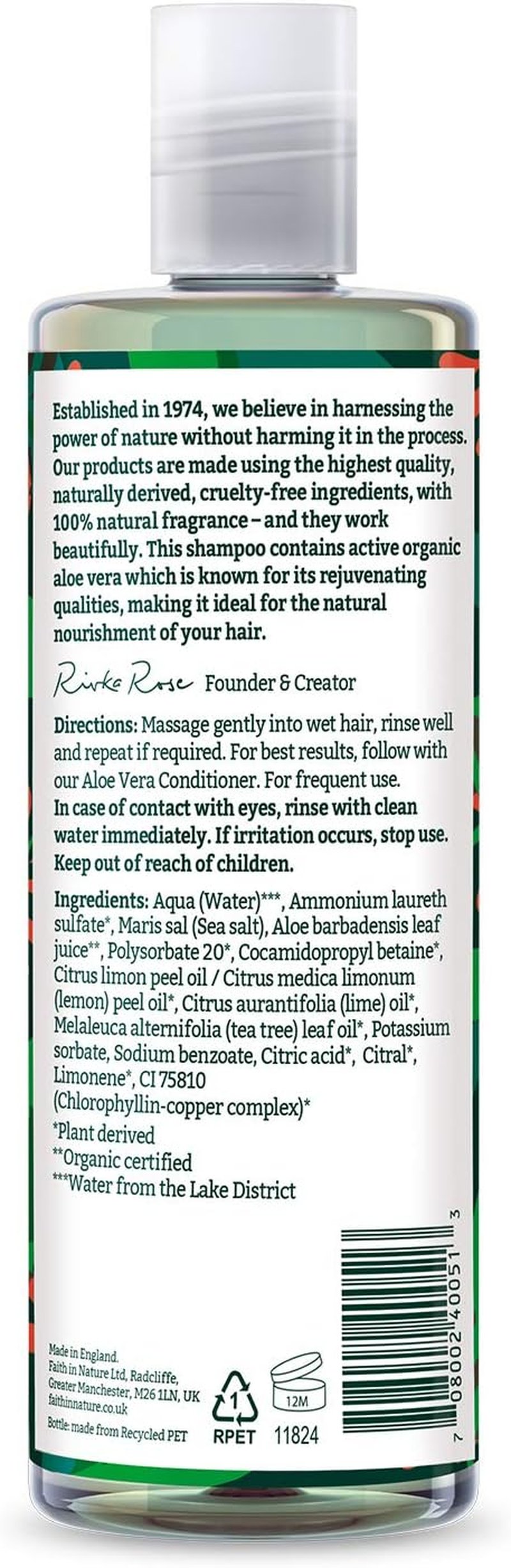 Aloe Vera Shampoo - Rejuvenating Formula for Normal to Dry Hair | 400ml Bottle