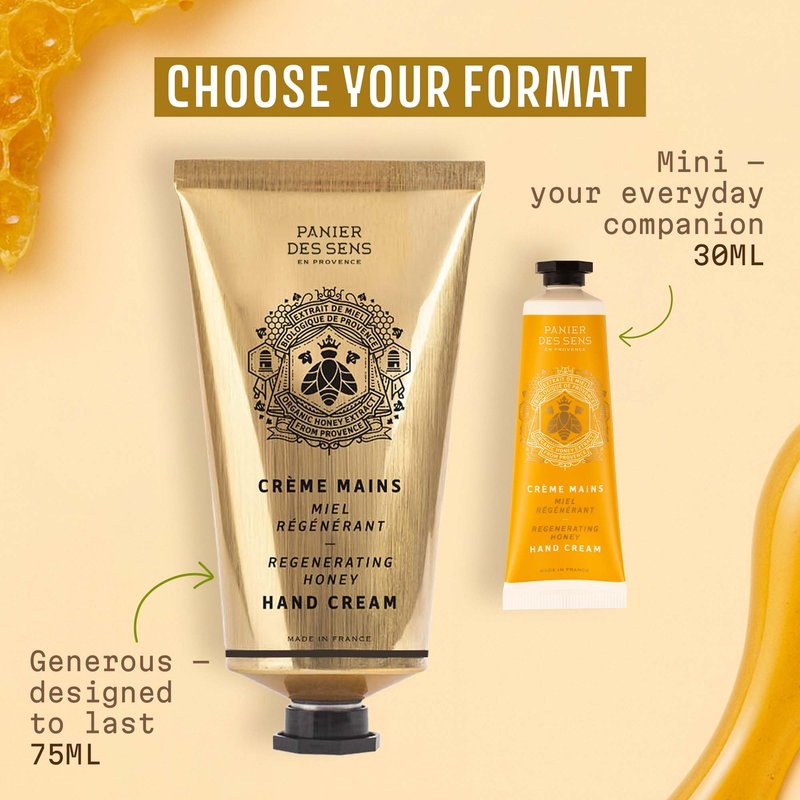 Panier des Sens – Honey Hand Cream – Moisturizing Hand Lotion for Dry Skin – Premium French Hand Cream, Softening Care for Women, 97% Natural Ingredients, 2.5 Fl Oz