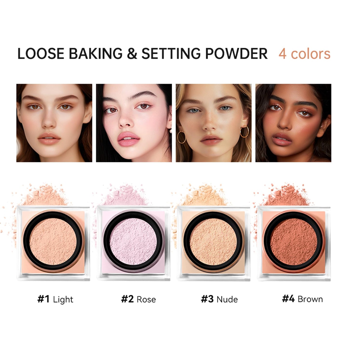 Corlo Setting Powder, Loose Baking Powder, Natural Matte Finish Oil Control (Rose, 0.71Oz)