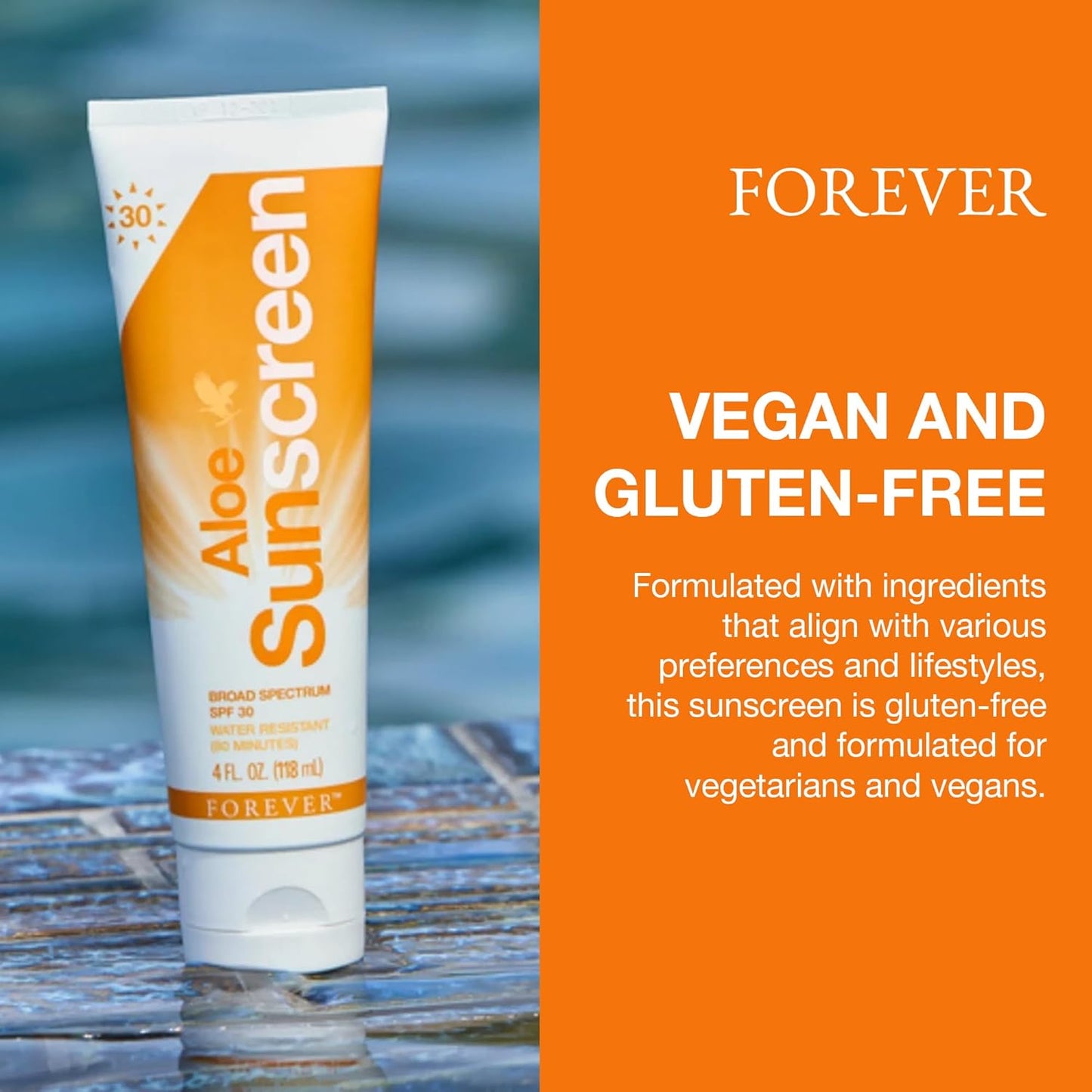 Aloe Sunscreen SPF 30 - Water-Resistant Broad Spectrum UVA/UVB Protection with Aloe Vera | 4 fl oz