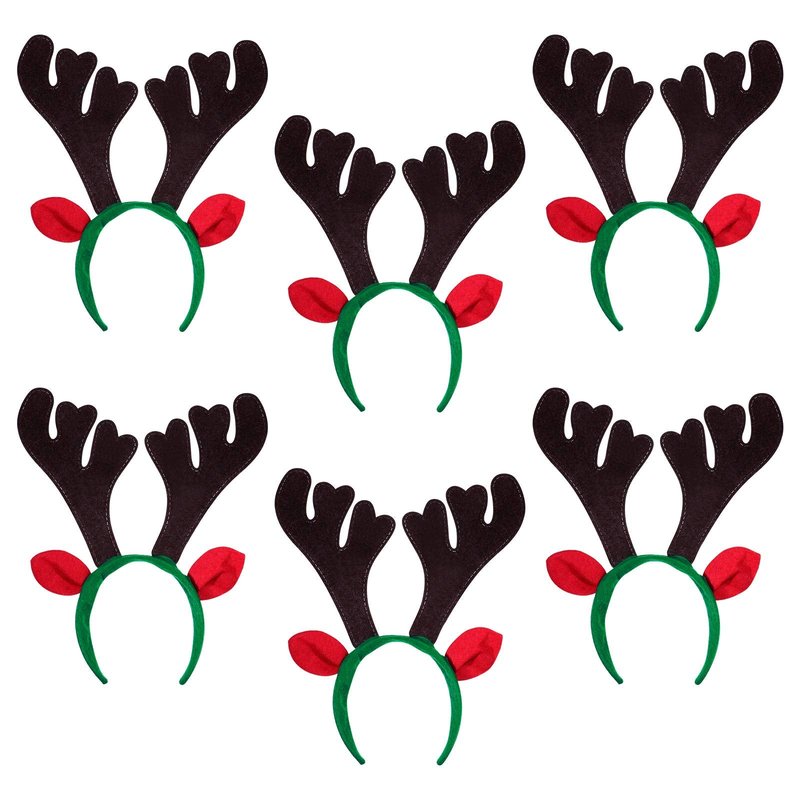 Lurrose 6Pcs Christmas Headbands Reindeer Antlers Hair Hoops Reindeer Ears Headbands Festival Headdress Hair Band for Adults