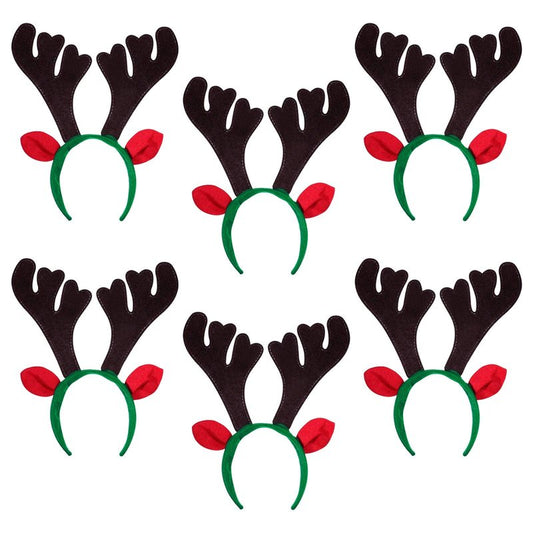 Lurrose 6Pcs Christmas Headbands Reindeer Antlers Hair Hoops Reindeer Ears Headbands Festival Headdress Hair Band for Adults