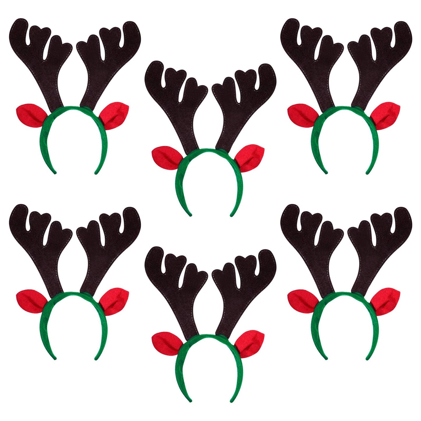 Lurrose 6Pcs Christmas Headbands Reindeer Antlers Hair Hoops Reindeer Ears Headbands Festival Headdress Hair Band for Adults