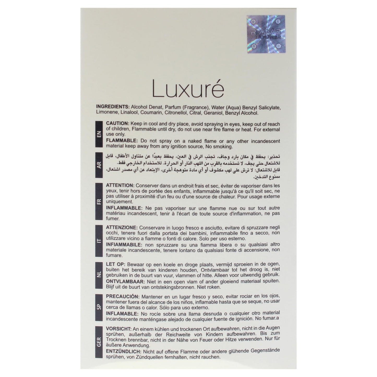 RAVE Luxure for Women - 3.4 oz EDP Spray