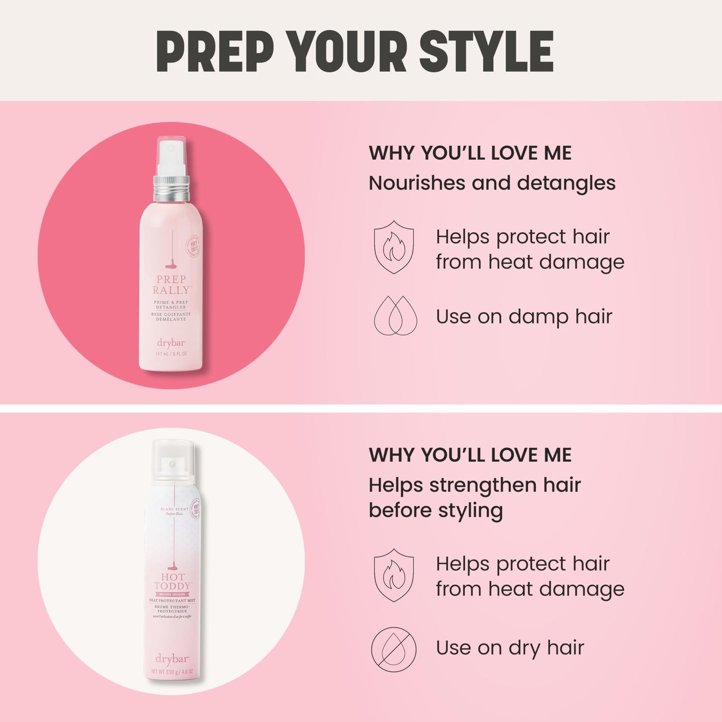 Drybar Prep Rally Prime & Prep Detangler, Noir Scent, 2 oz
