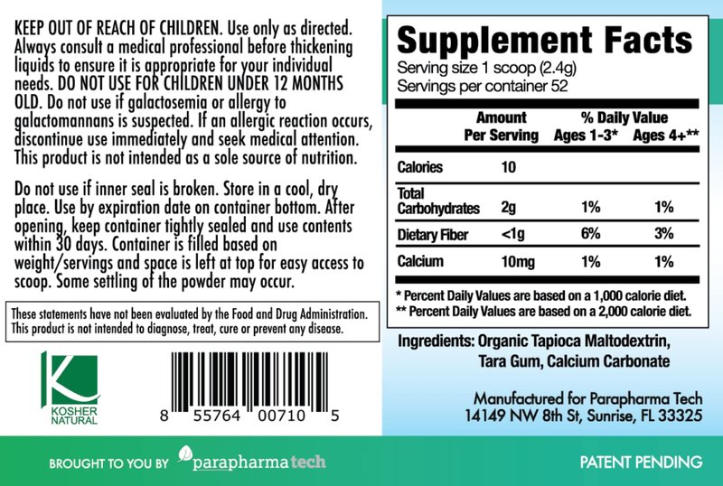 Purathick Natural Thickener, 4.4 oz, Thickens Hot and Cold Liquids for People with Dysphagia
