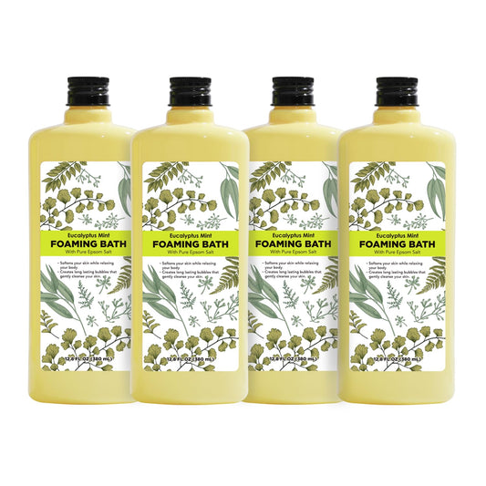 Bubble Bath for Women, Eucalyptus Mint Scented Bubble Bath Gifts Set, Foaming Bath Mother's Day Gifts for Mom, 51.2 fl oz (Pack of 4)