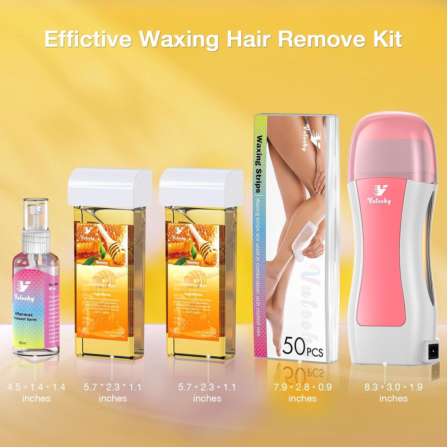Roll-On Wax Kit - Hair Removal Waxing Kit with 2 Soft Honey Cartridges | Ideal for Women & Men