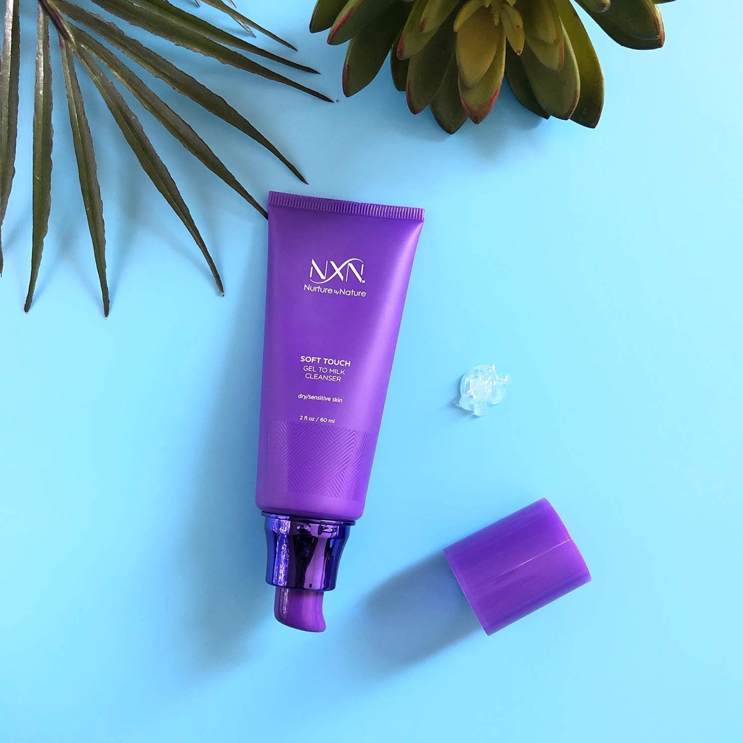 NXN Gel-to-Milk Facial Cleanser - Gentle, Daily Face Wash, For Hydrating Dry and Sensitive Skin, Fresh Scent, 2 Fl Oz