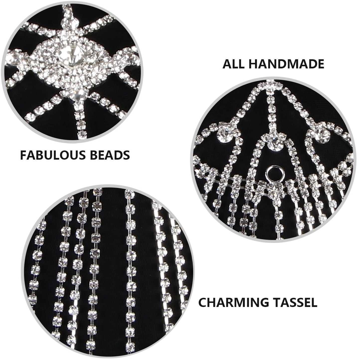 Vijiv 1920s Rhinestone Headpiece for Women Wedding Bride Flapper Beaded Cap Head Chain Jewelry Roaring 20s Great Gatsby Hair Accessoreis for Art Deco Party Silver