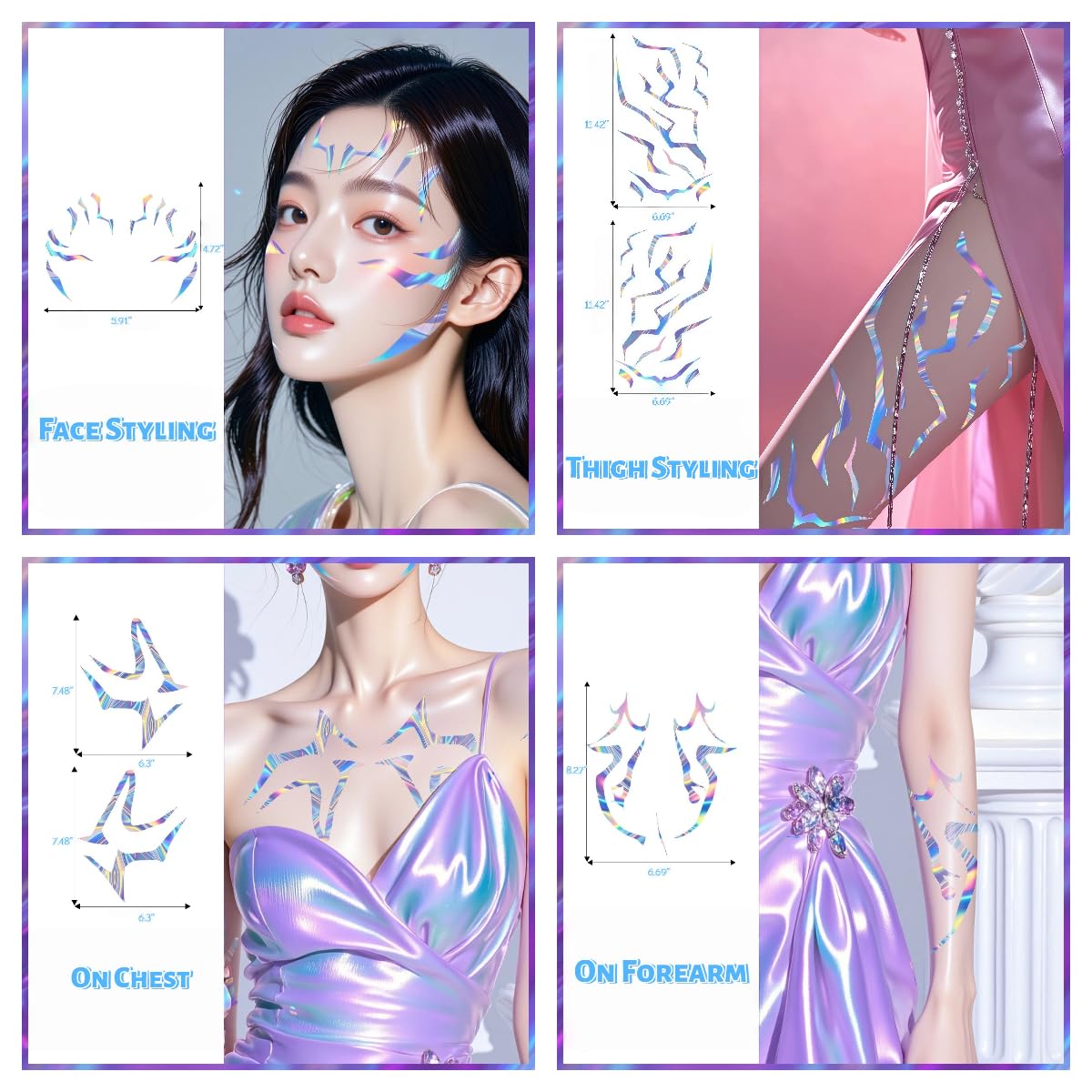 8 Sheets Temporary Tattoo Sticker Set, Hunter Pop Singer Full Body Waterproof Fantasy Body Art Transfer-Colorful
