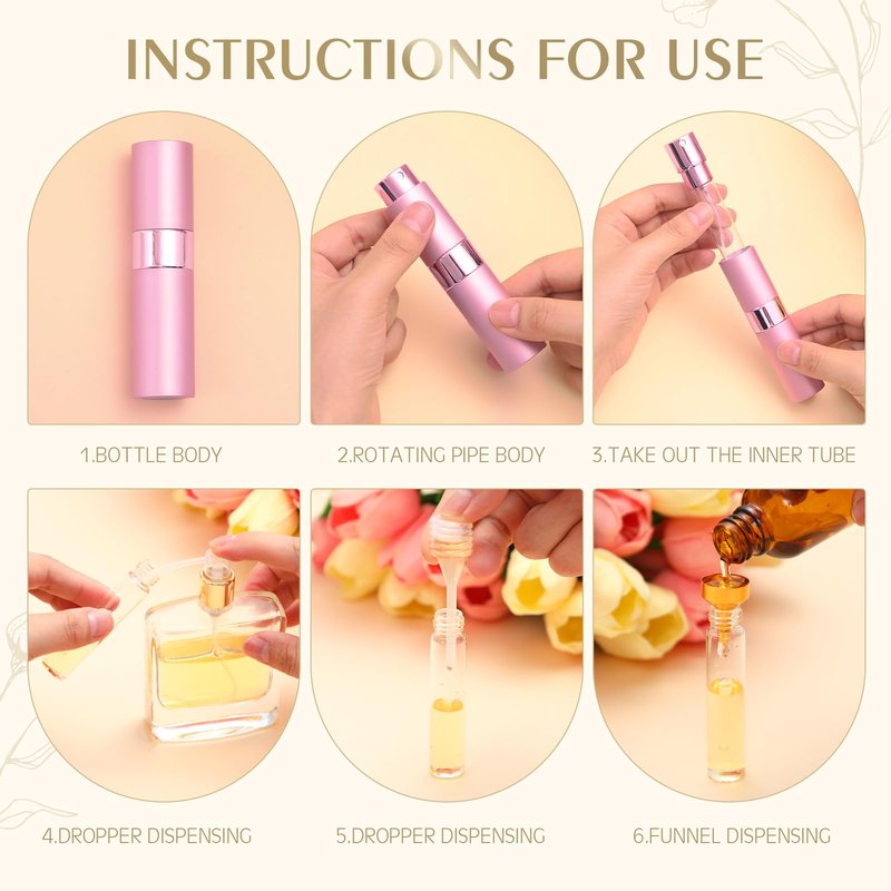 Honeydak 16 Pack 8 ml Refillable Perfume Atomizer Mini Refillable Spray Travel Bottles Empty Cologne Sprayer Portable Fragrance Atomizer with Funnel, Dispenser, Pipettes, Bag(Multicolor)
