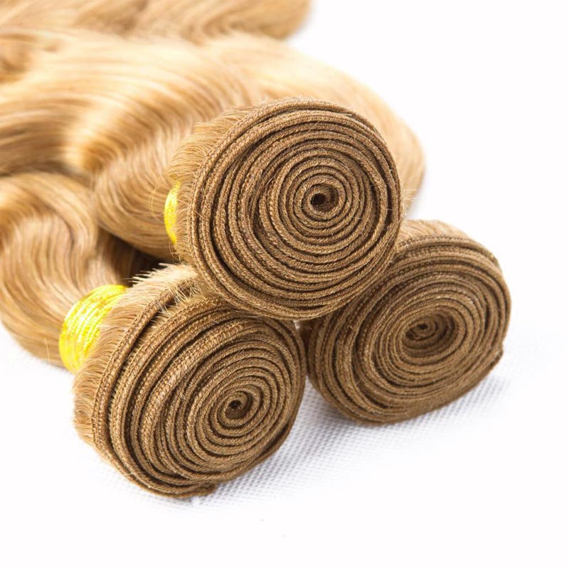 KODRHAR Honey Bundles Brown Human Hair Body Wave 10 12 14 Inch Body Wave Human Hair Weave 3 Bundles Silky Hair Bundles Brazilian 3 Bundles Human Hair Extensions for Women Deals 27 Color Bundles
