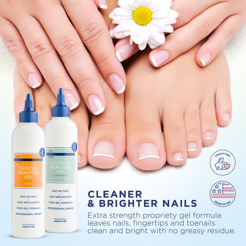 Blue Cross Cuticle Remover Liquid Gel, Cuticle Softener for Nails, Hydrating, Moisturizing, Professional Nail Care for Brittle Hang Nails, Dry Cuticles, Made in USA, 8oz, Citrus