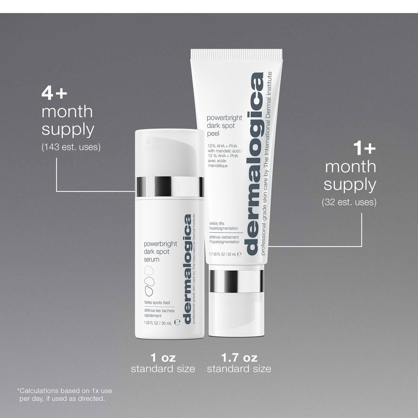 Dermalogica PowerBright Dark Spot System Skin Care Kit, Includes Face Serum and Peel - Fade, Lift, and Prevent Dark Spots and Hyperpigmentation