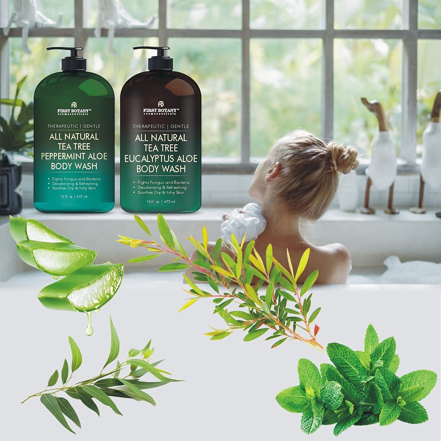 Tea Tree Body Wash - All Natural Eucalyptus & Peppermint Cleanser for Body Odor, Acne, Eczema | 16 fl oz
