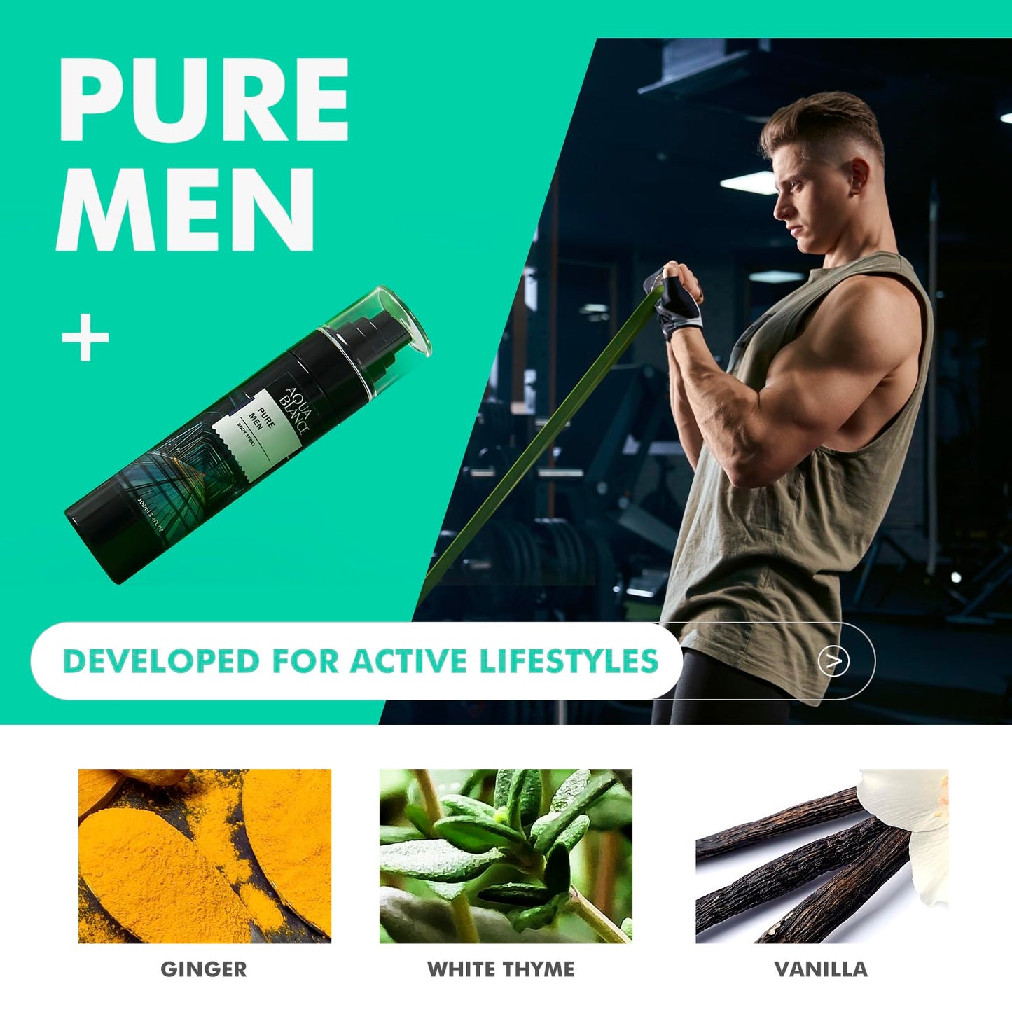 AQUA BLANCE Body Spray for Men, Mens Fragrance Mist, Pack of 3, Each 3.4 Fl Oz