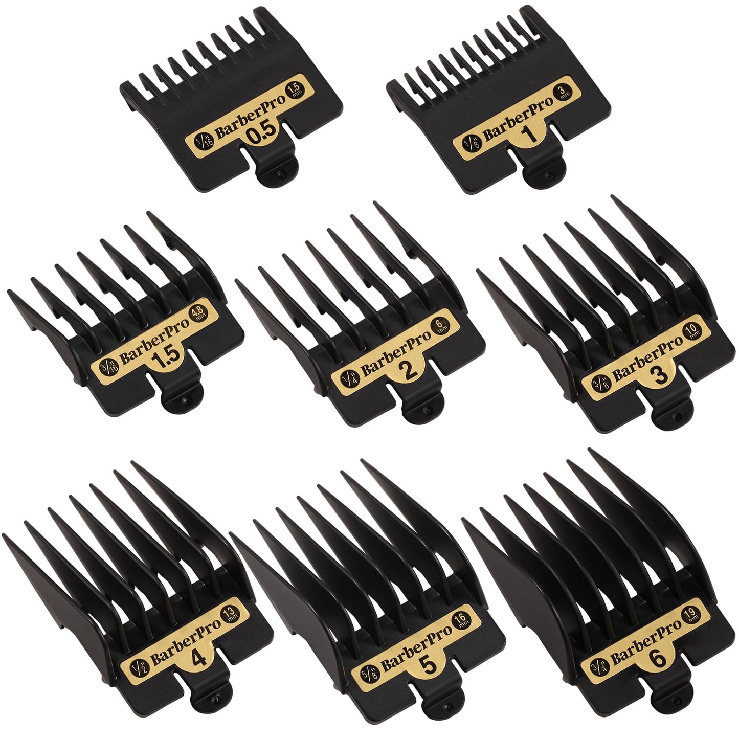 8PACK Premium Clipper Guards Compatible with BaByliss Barberology FX825, FX870, FX880, and FX673, Trimmer Replacement Guards for Babyliss Clippers, Black