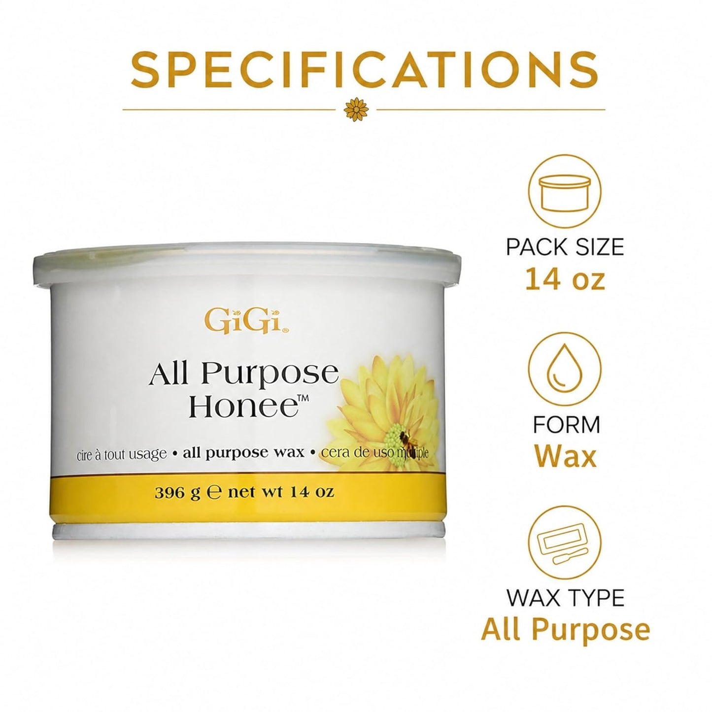 GiGi All Purpose Honee Wax - Hair Removal Wax for Smooth Skin | 14 oz (Pack of 2)