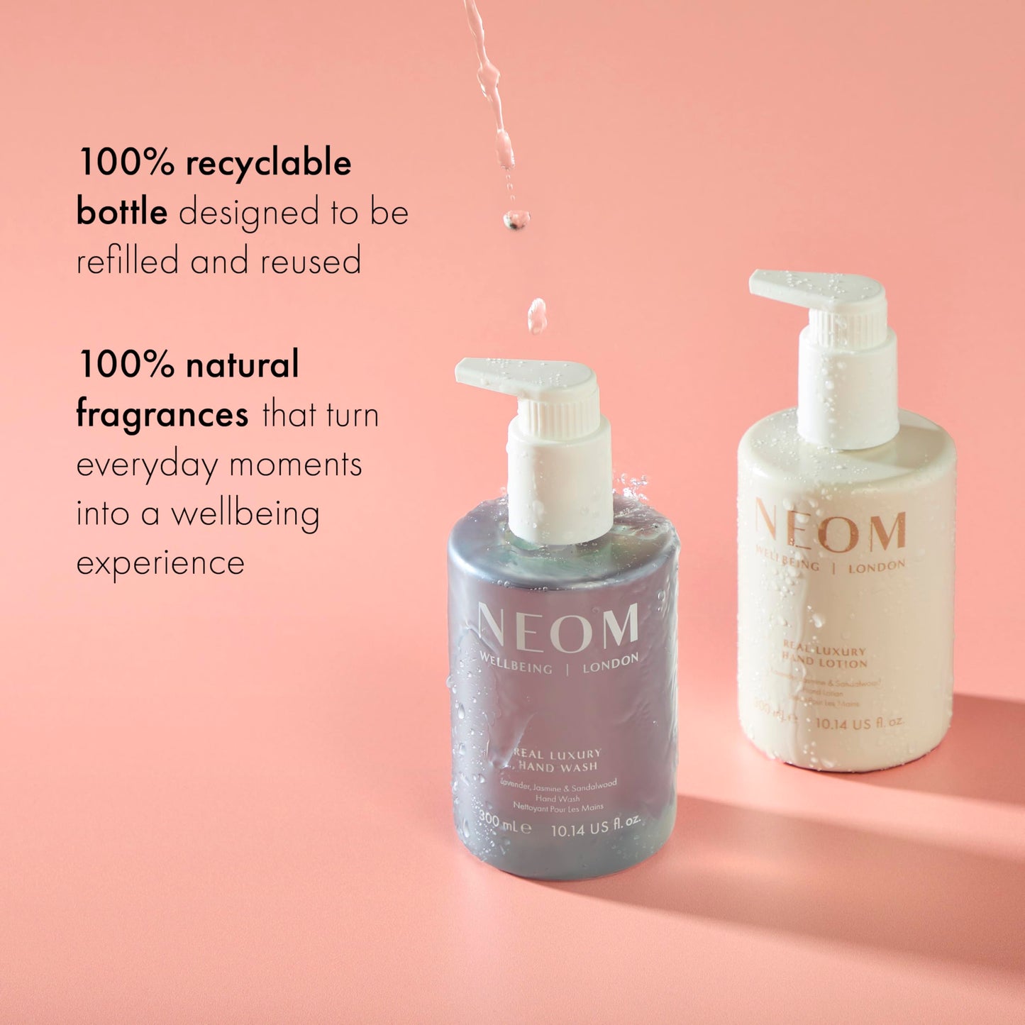 Neom Real Luxury Hand Wash Refill, 600ml I 24 essential oils, including lavender, jasmine and sandalwood I 100% recyclable 600ml refill pouch I Cleanse, Soften and Replenish