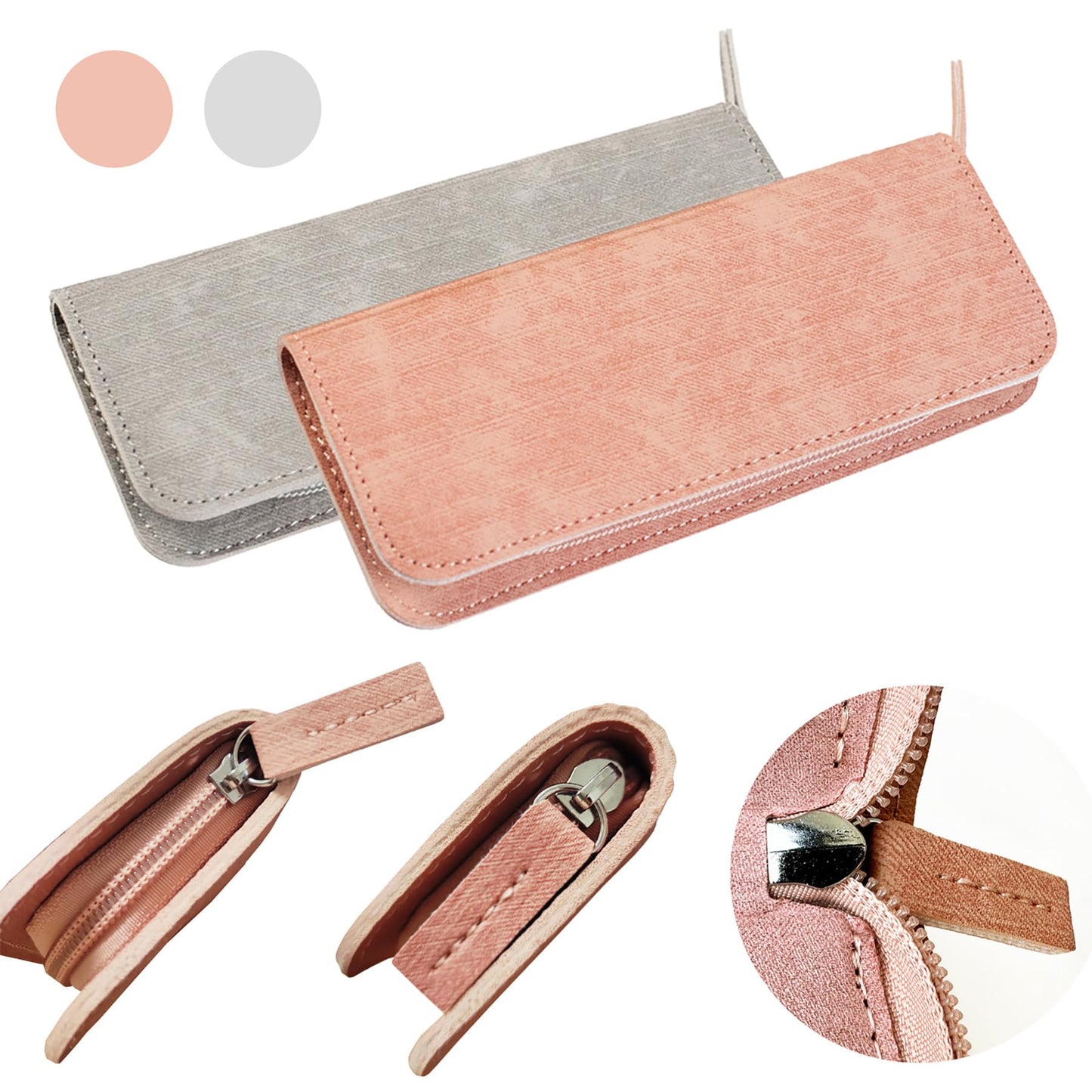 SEEDEW Tweezers Eyelash Extension 5 Pieces Stainless Steel Straight and Curved Professional Set Supplies with a Storage Bag for Lash Tech, Lash Artist Beginner Making Volume Classic Fans(Golden, Pink)