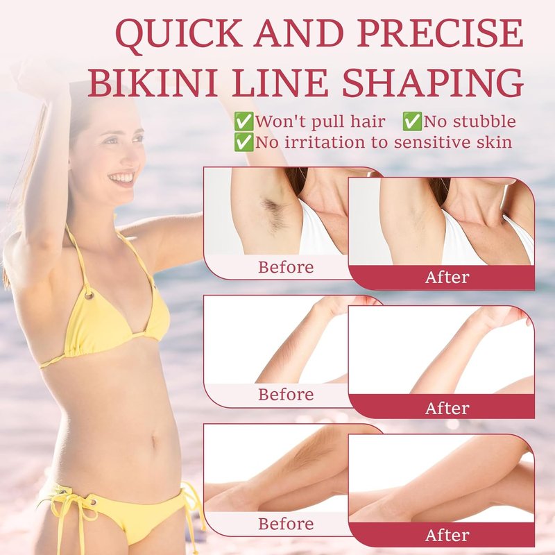 Bikini Trimmer for Women - Electric Waterproof Razor with Dual Heads for Body & Pubic Hair Care