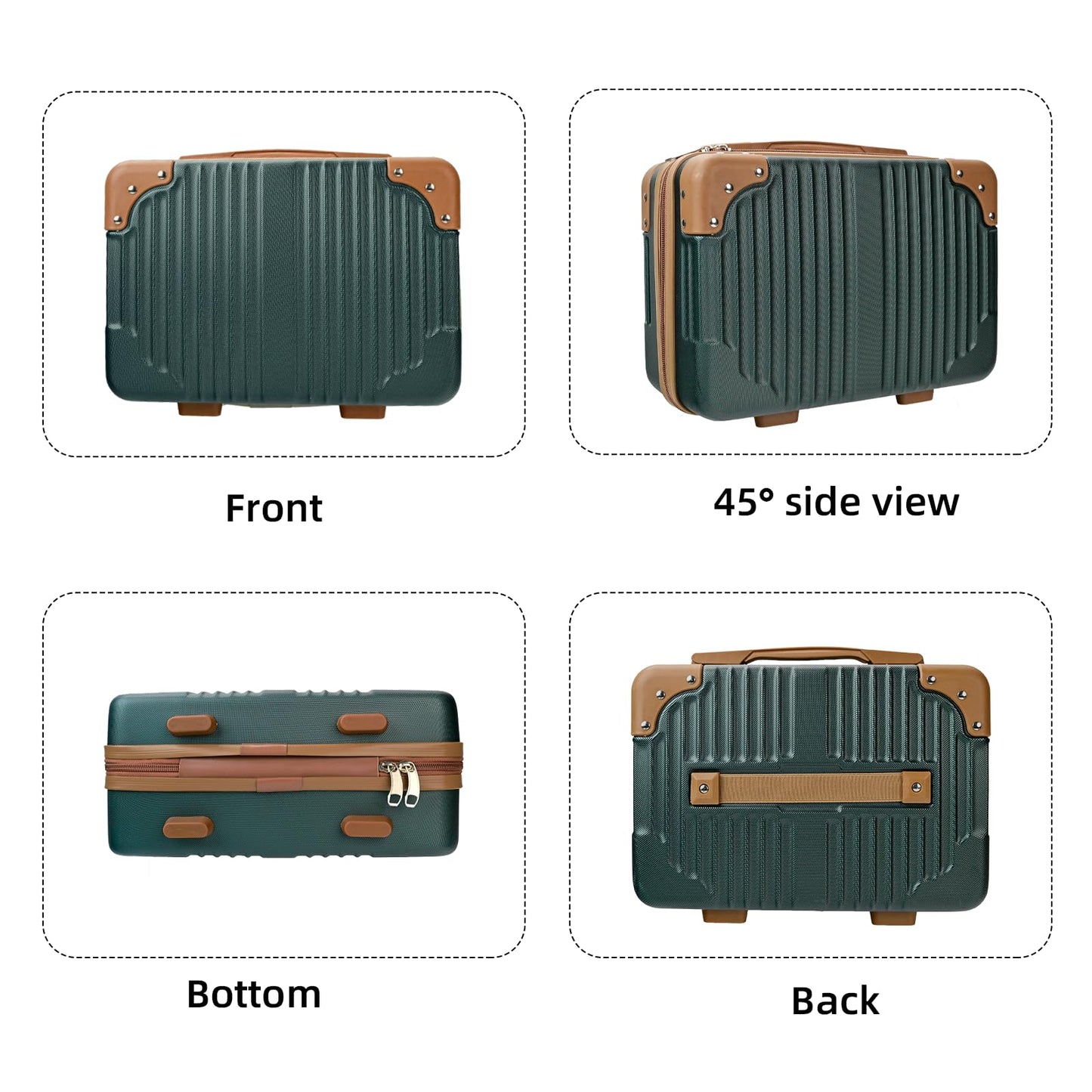 Yoanlayr 14inch Hard Shell Cosmetic Organizer Travel Train Hand Luggage Small Portable Carrying Suitcase Makeup Case Bag for Women Toiletry