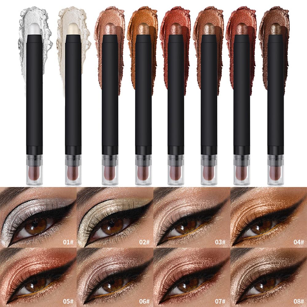 FERLYHR Dual-Ended Eyeshadow Stick, Waterproof Creamy Powder Shadow for Highlight and Contour, Long-Lasting Smudge-Proof, Vegan, Easy Blendable, 0.17 Oz (3#, 1 Count (Pack of 1))