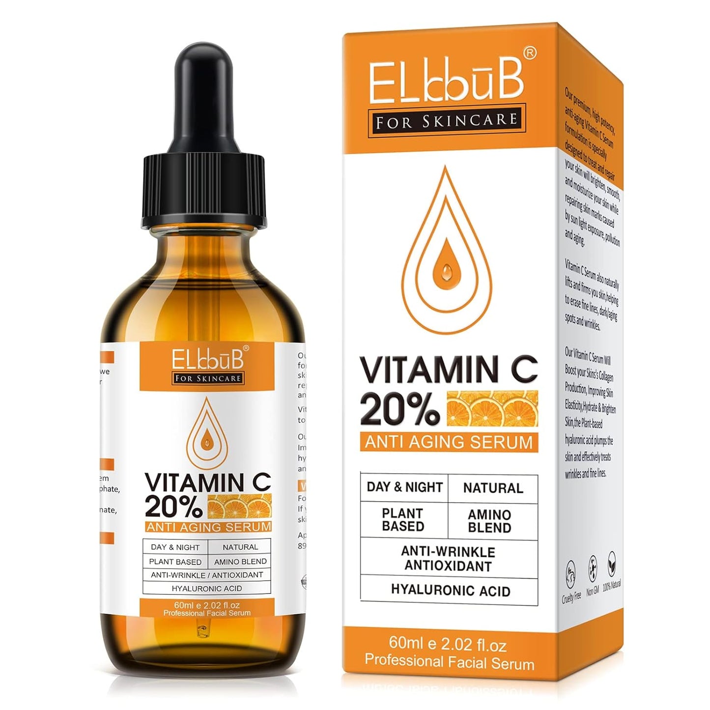 Vitamin C Serum for Face - 20% Concentration with Hyaluronic Acid & Retinol | Anti-Aging, Hydrating, 60ml