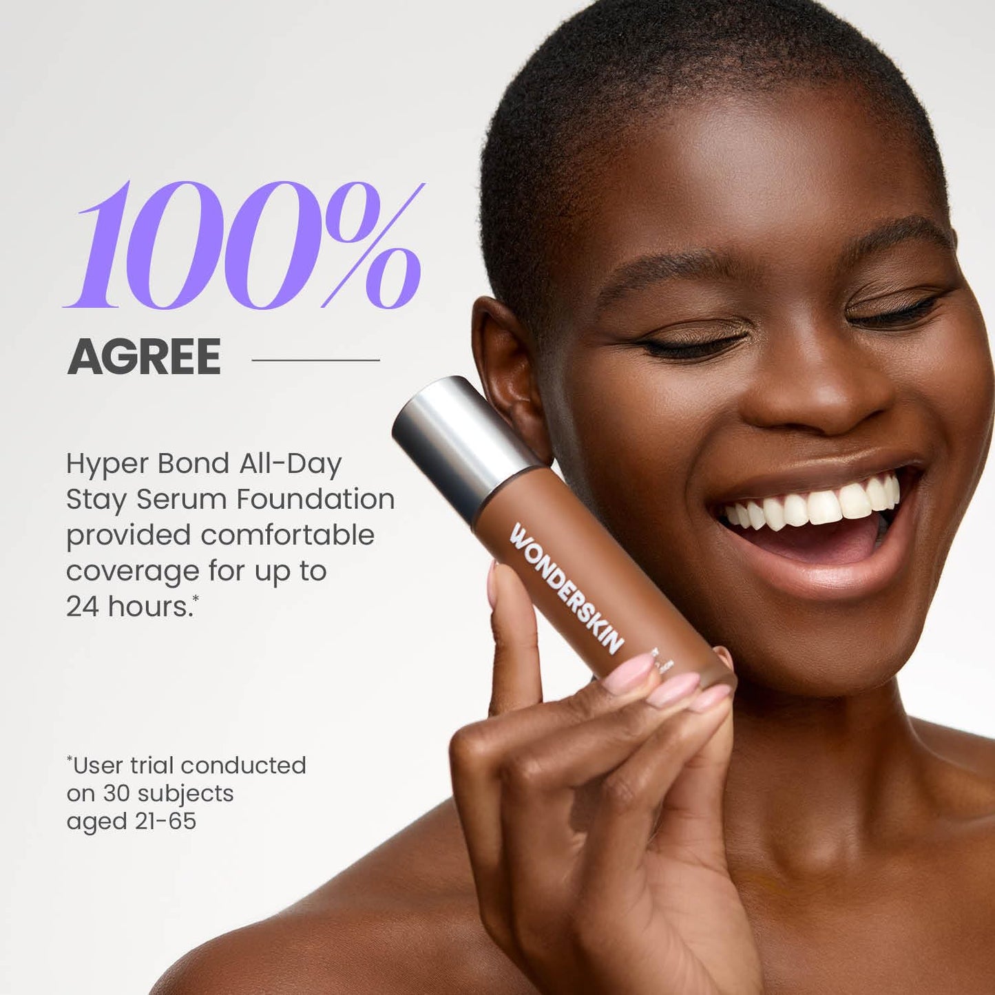 Wonderskin Hyper Bond All-Day Stay Serum Foundation - Waterproof, Transfer-Proof Face Makeup with Niacinamide & Hyaluronic Acid | Lightweight Natural Finish (Halo)