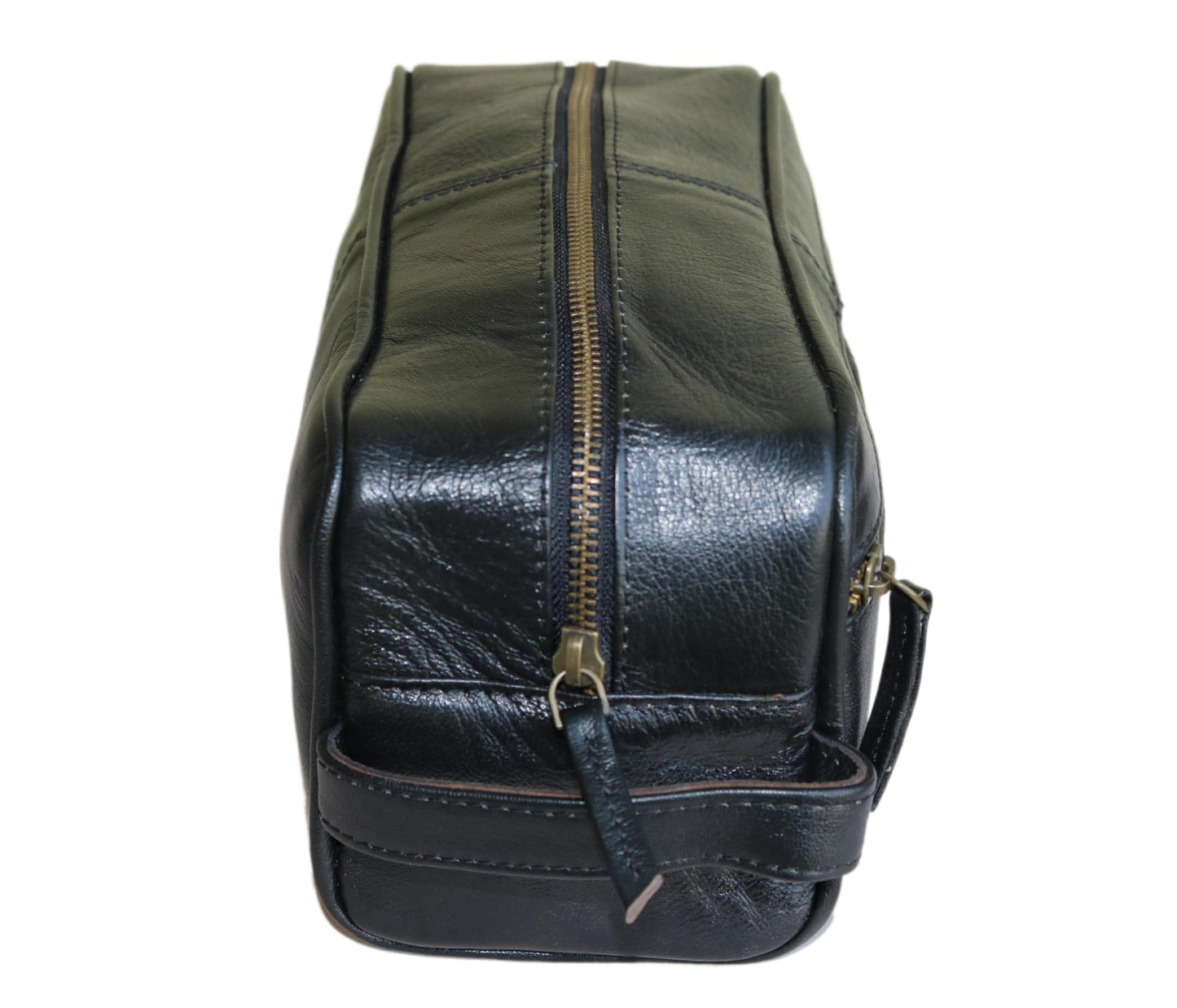 jaald Men's Genuine Leather Toiletry Bag Small Shaving Bags Grooming for Travel Groomsmen Gift Men Women Hanging Zippered Makeup Bathroom Cosmetic Pouch Case Make Up kit