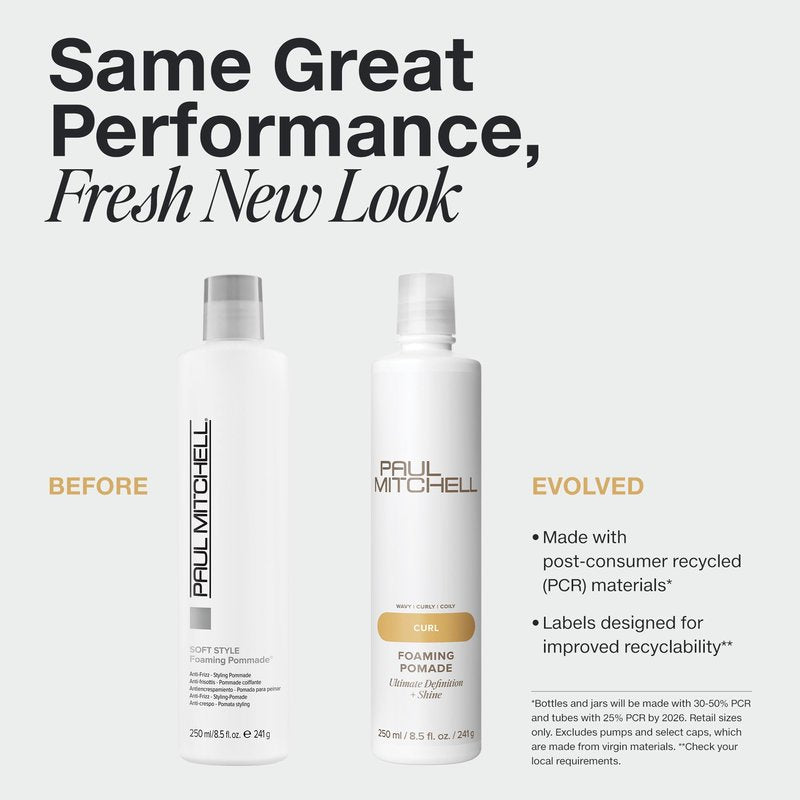 Paul Mitchell Foaming Pomade, Defines Texture + Boosts Shine, For Curly Hair, Wavy + Coily Hair, 8.5 fl oz