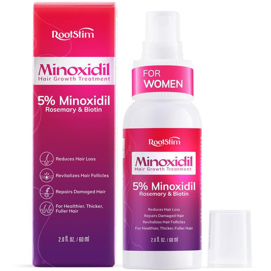 Women's 5% Minoxidil Spray for Hair Growth: RootStim Extra Strength Minoxidil with Rosemary & Biotin for Thinning Hair Regrowth and Fuller Hair - 2.37 Fl Oz