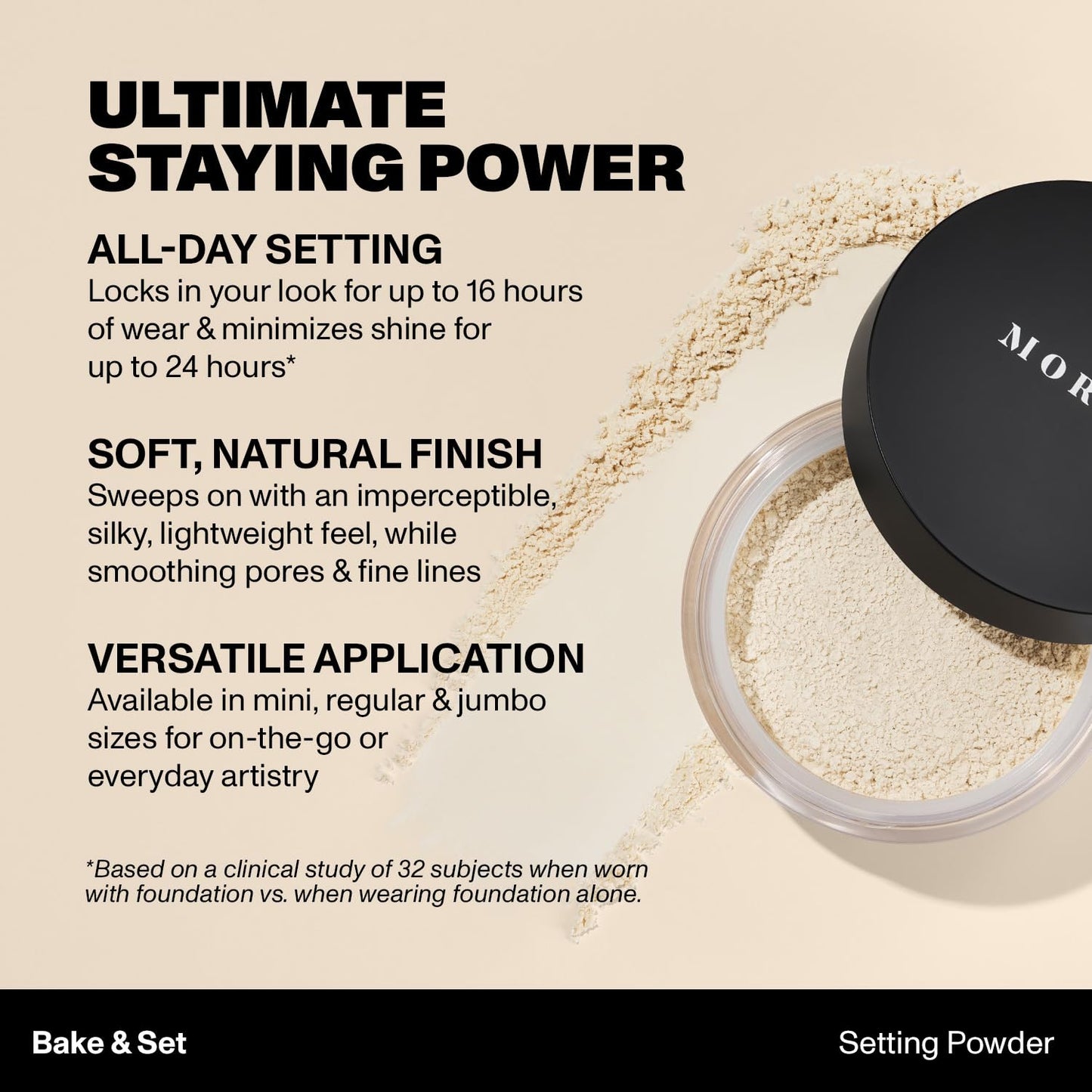 Morphe Bake & Set Brightening Setting Powder - Talc-Free, Lightweight Face Makeup | Soft Natural Finish, 0.09 oz