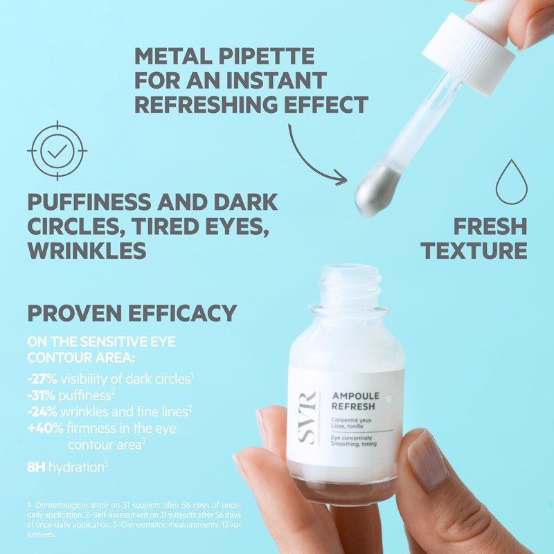 SVR - Refresh Concentrate Eye Serum - Instant Cooling Effect - Revitalizes and Awakens Eye Area - Reduces Puffiness, Hydrates Delicate Skin - Dermatologically and Ophtalmologically Tested - 0.5 fl.oz