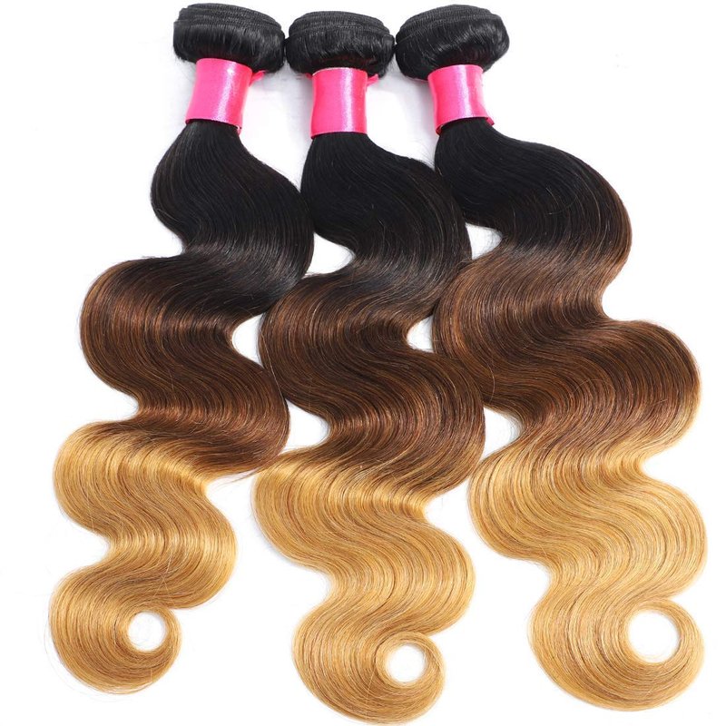 1B/4/27 Bundles Ombre Brazilian Human Hair Body Wave One Bundle 16inch 1B/4/27 Ombre Brazilian Virgin Human Hair Body Wave Weave Bundle Extension Three Tone