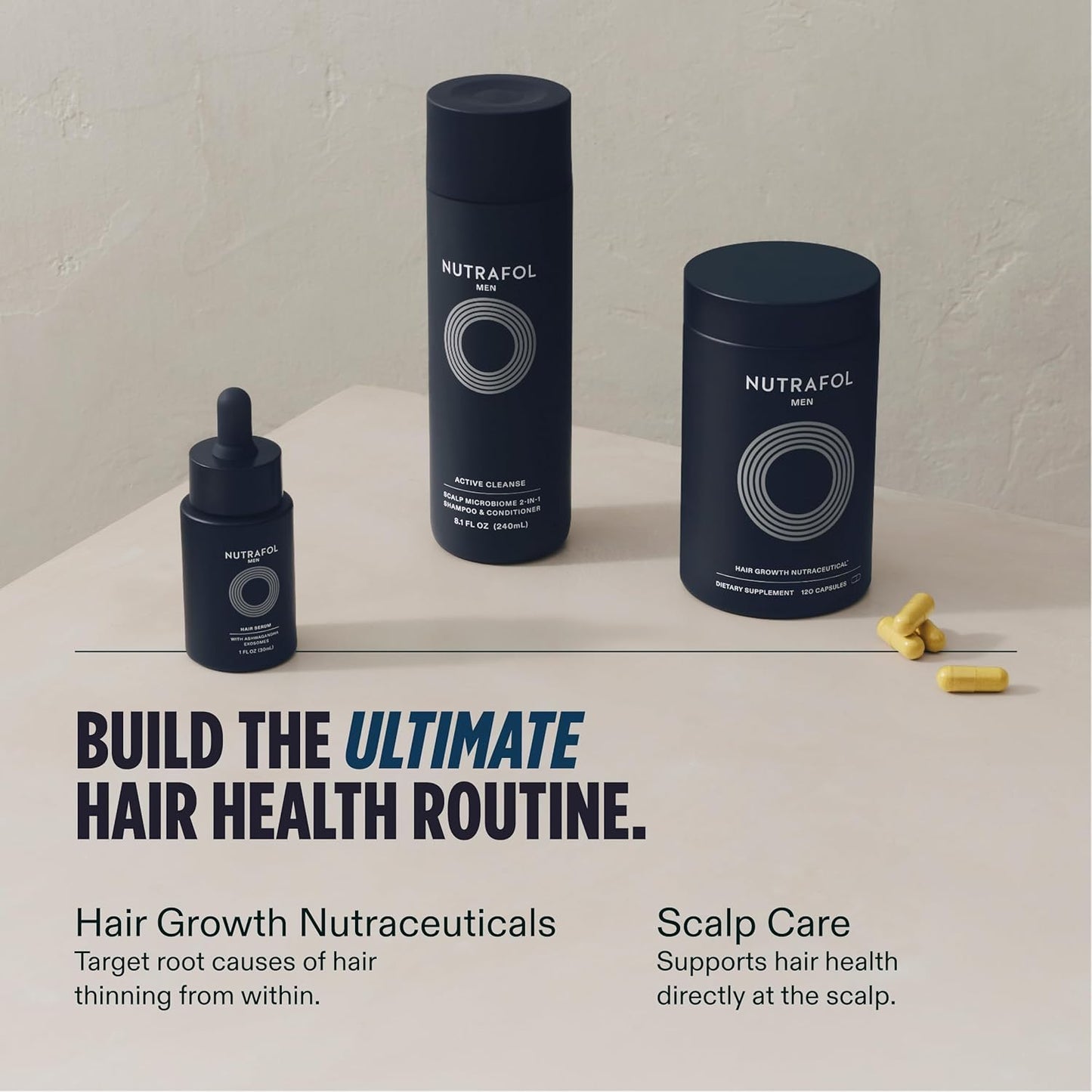 Nutrafol Men's Hair Growth Supplements - Clinically Tested for Thicker Hair & Scalp Coverage | 1 Month Supply