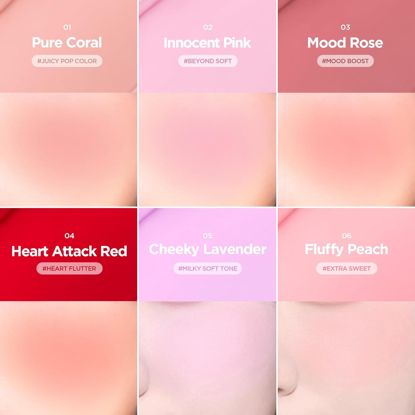 Luv Beam Cheek Balm - Heart-Shaped Korean Cream Blush | Semi-Matte Finish, Long-Lasting, 0.12 oz (02 Innocent Pink)